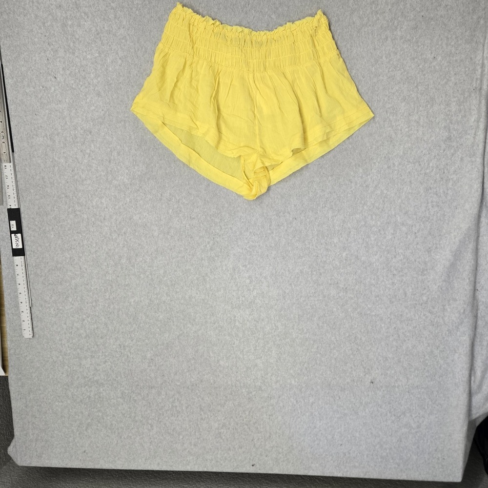 Anthropologie Women Shorts L Yellow Smocked Pull On NWt - Picture 6 of 13